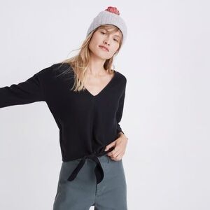 MADEWELL Texture & Thread Tie Front Top In Black
